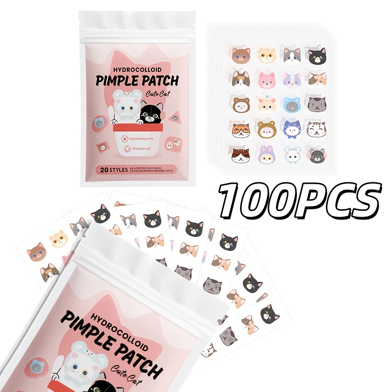 Skincare Acne - 100pieces cute cat Pimple patch, water-resistant