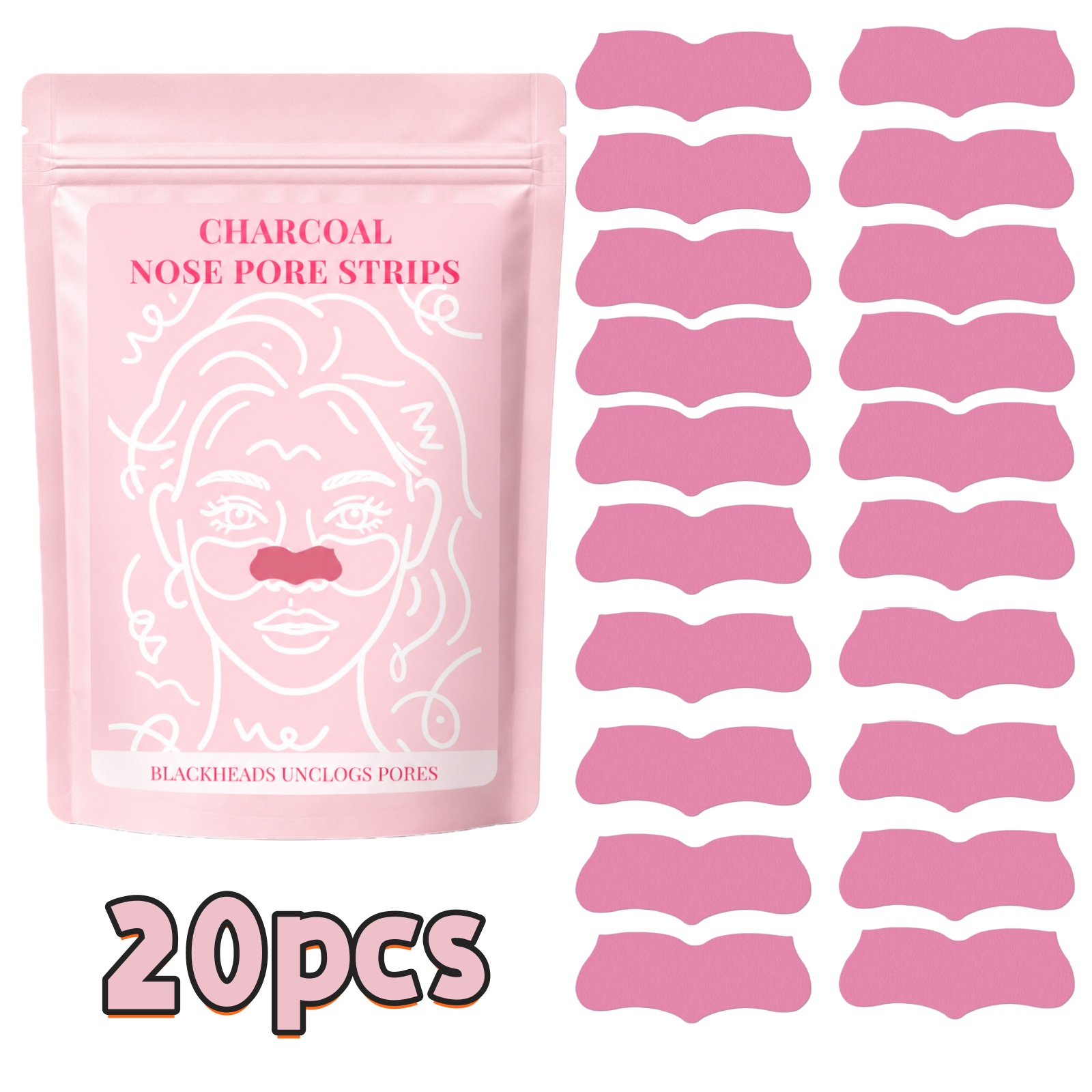 20Pcs Deep Cleansing Blackhead - Charcoal Pore Strip 评论和价格