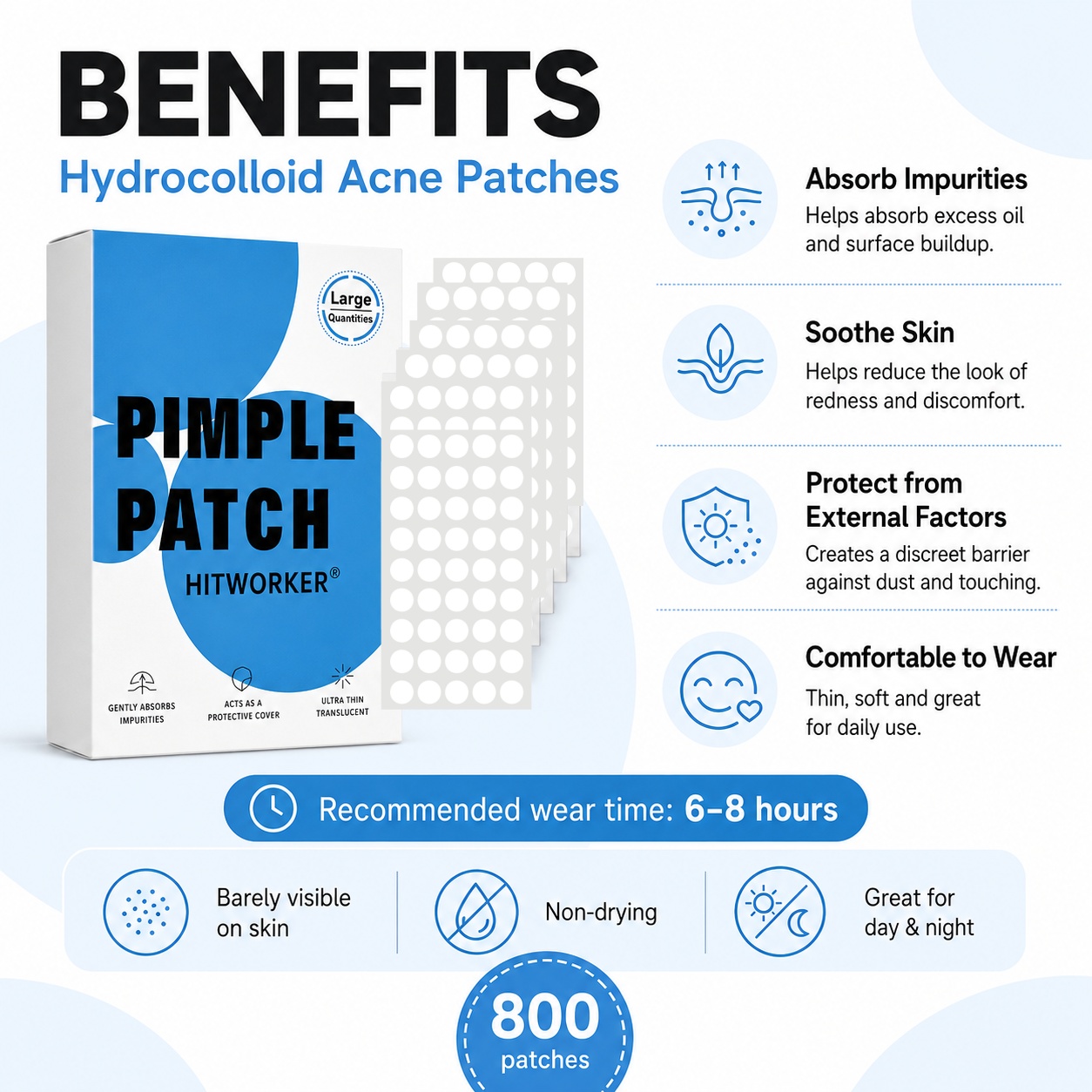 800Pcs Hydrocolloid Acne Pimpl - Skincare Acne 评论和价格